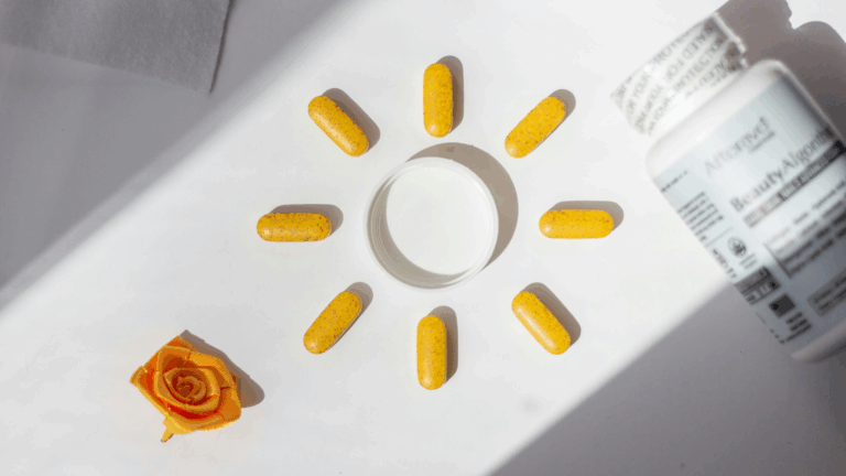 Tabletten die wie eine Sonne hingelegt wurden